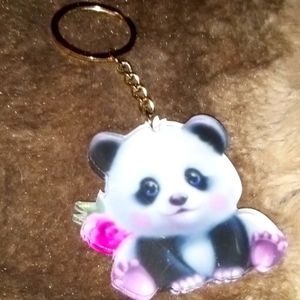 PANDA BABY ACRYLIC HANDMADE 3-IN KEY FOB DESIGN ON BOTH SIDES